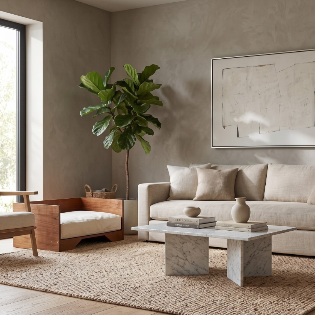 Luxe houten honden- en kattenmand met zacht uitneembaar kussen